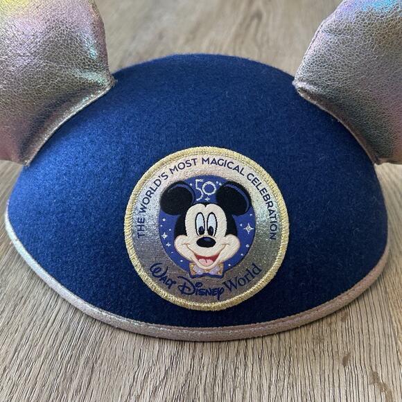 Disney Parks 50th Anniversary Celebration Blue & Gold Mickey Ear Hat EUC - Picture 2 of 6